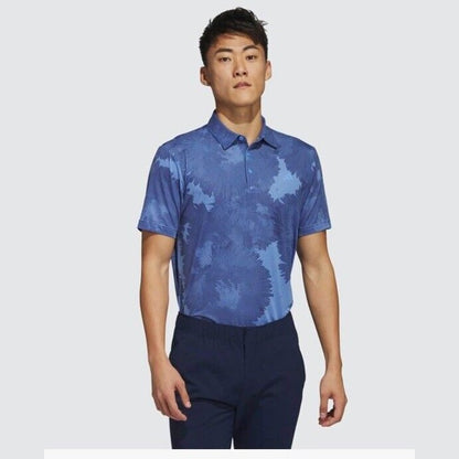 $65 Adidas Men's Flower Mesh Golf Polo Shirt -Real Blue - Small -New Tag