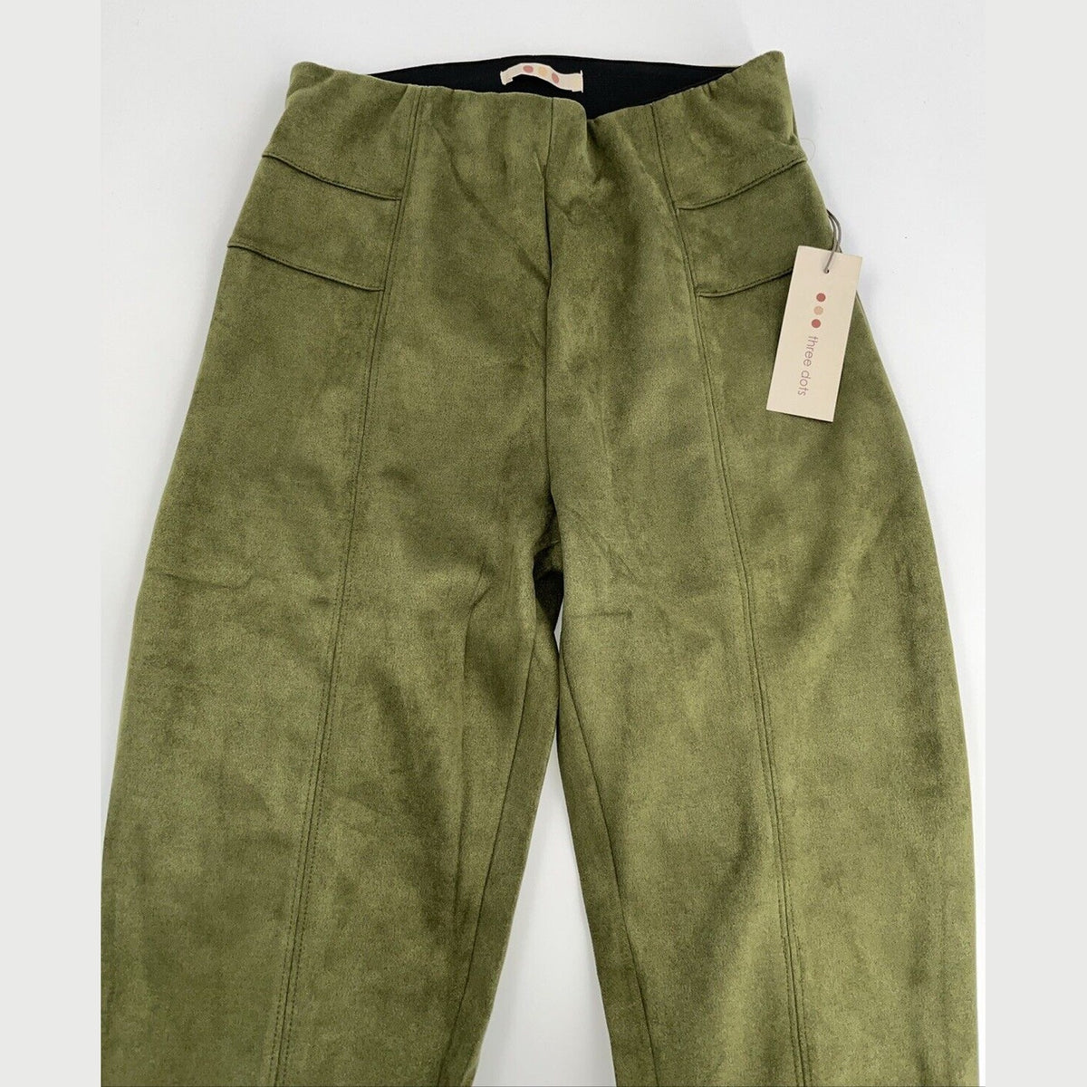 $119 Three Dots Women’s Sofia Front Seem Pull On Pants- Green Moss -Large -New