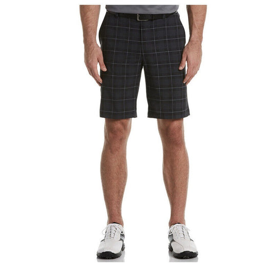Grand Slam Performance 360 Stretch Plaid Golf Shorts Mens-Caviar Black-Size 32W-