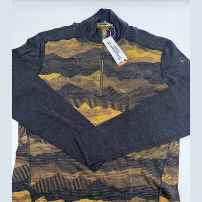 $120 SMARTWOOL Men’s Thermal Merino Base Layer 1/4 Zip -Charcoal Scape -Small