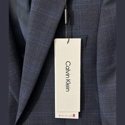 Calvin Klein Men’s X Slim Fit Wool Separate Jacket-Navy Plaid -36Reg-New $450
