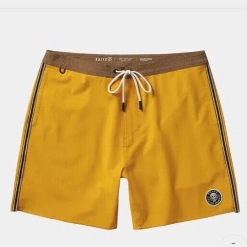 $68 Roark Men’s Chiller 17” Mixtape Boardshorts Trunks-Gold Yellow -30W- New Tag