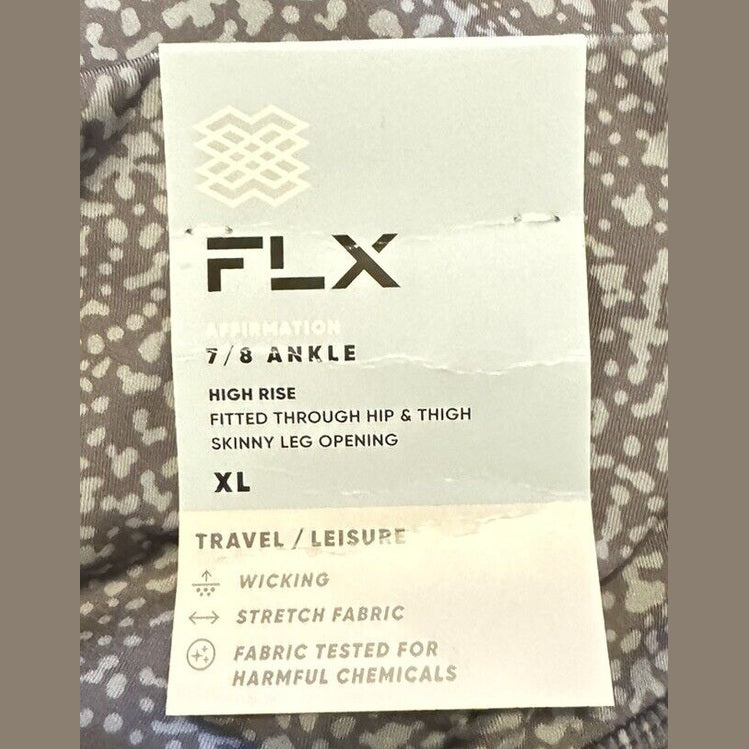 FLX  Women’s Affirmation High-Waisted 7/8 Ankle Leggings- Slate Dots- XL - NWT