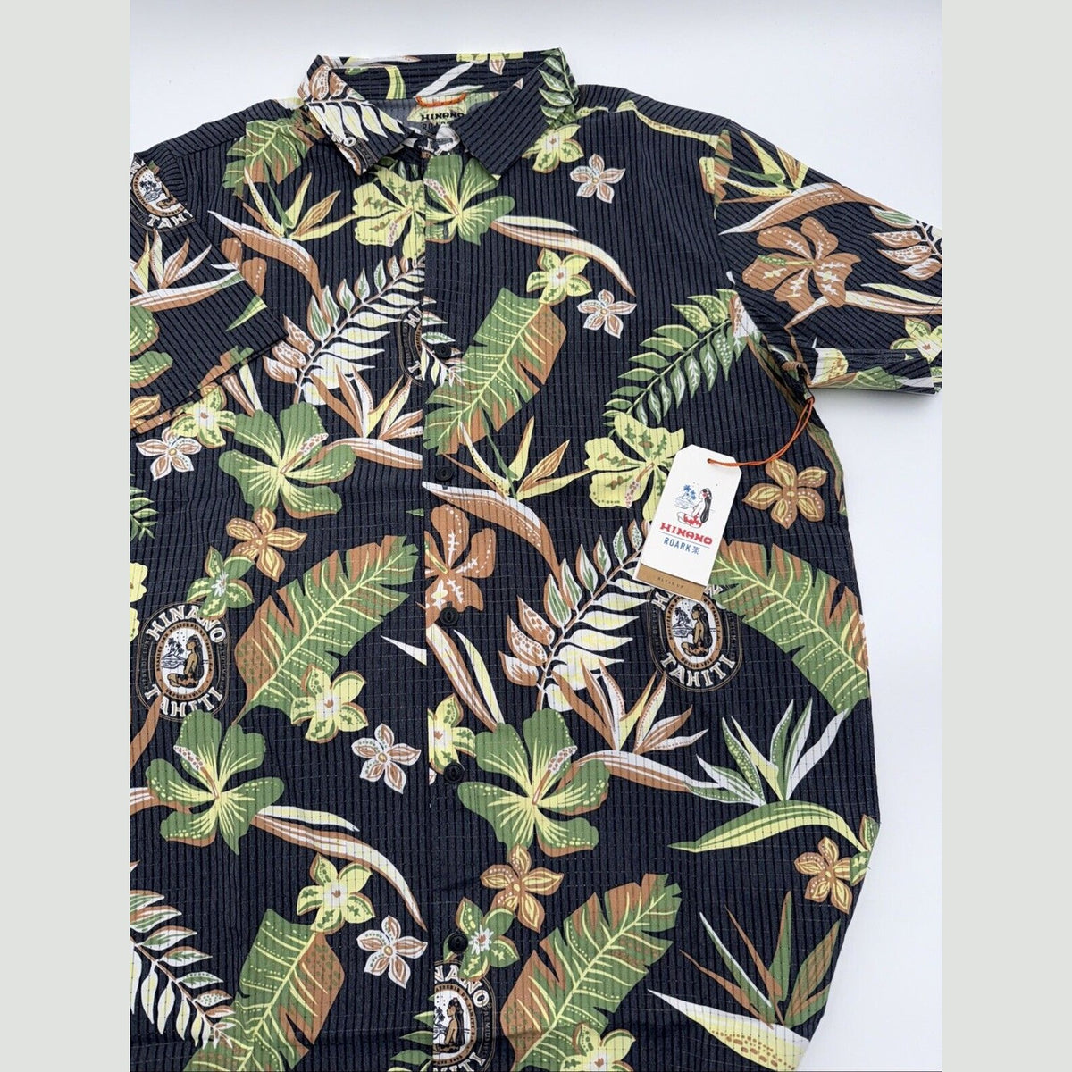 $89 Roark Men’s Hinano Bless Up Button S/S Shirt-Dark Navy (Black)-Small-New Tag