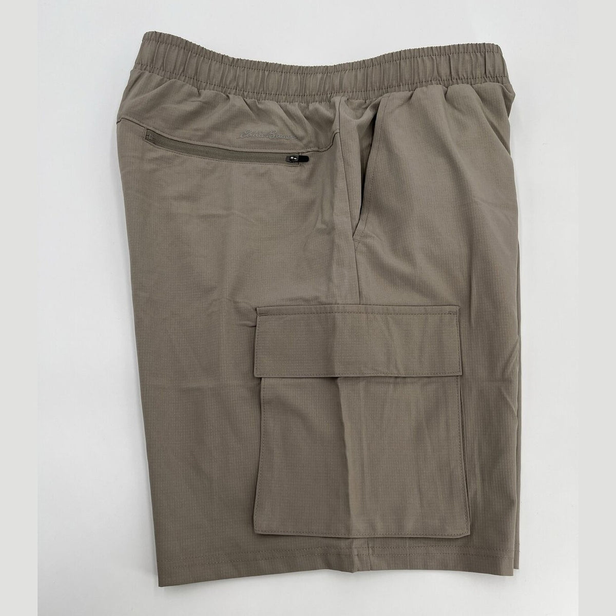 $60 Eddie Bauer Men's Inland 8” Woven Tech Drawstring Pull On Shorts-Taupe-Large