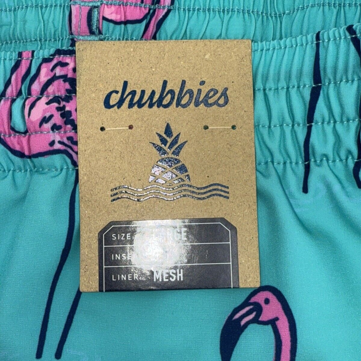 $70 Chubbies The Beach Retreat 5.5" Inseam Swim Trunks-Aqua/Pink- Large -New Tag