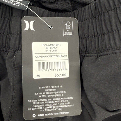 Hurley Men's Tech Cargo Jogger Pants - Black - Medium- New With Tags