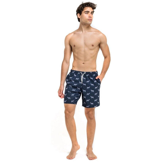 $58 Bermies Men's 7" Safari Swim Shorts Zebra Trunk -Black/White-Medium-New Tags