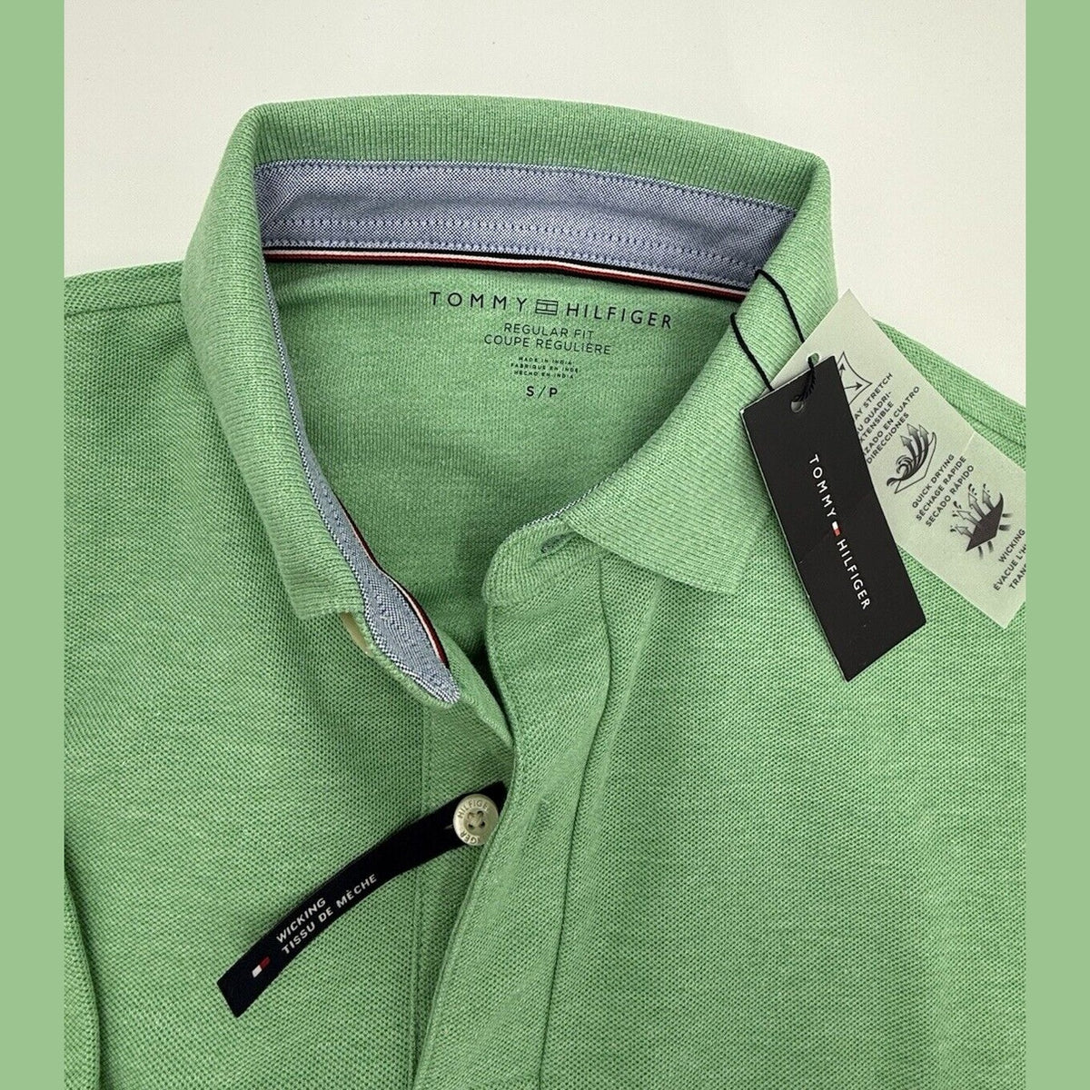Tommy Hilfiger Men’s Justin Reg Fit Polo Shirt - Light Green -Small-MSRP $64.50