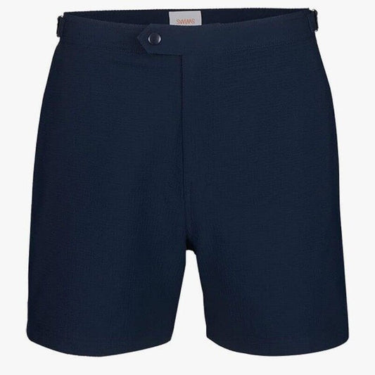 $150 SWIMS Men’s Paloma Seersucker Swim Trunks Shorts-Navy-Size: 34-New Tag