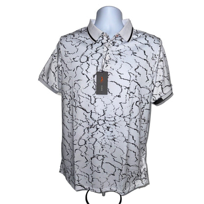 $104 KJUS Men’s Spot Printed Polo Shirt - White/ Black -Medium- New Tag