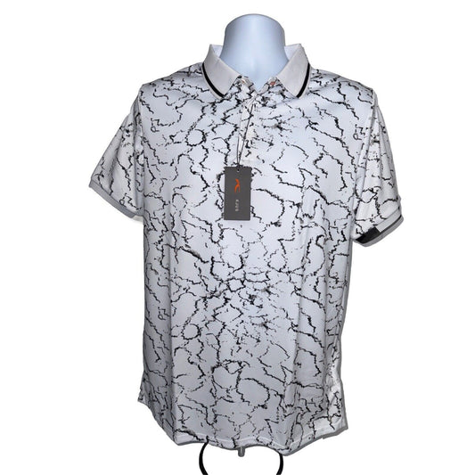 $104 KJUS Men’s Spot Printed Polo Shirt - White/ Black -Medium- New Tag