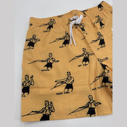 $65 Duvin Design Men's Waterski Swim Trunk Shorts -Yellow/Black-Size: Small-NEW