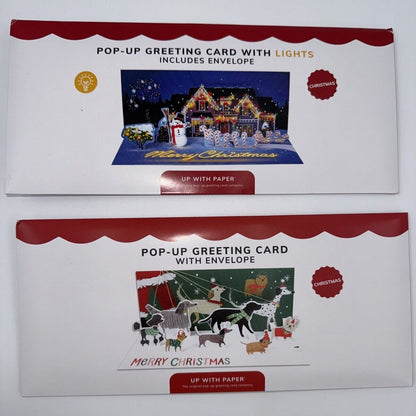 Lot Of 2 Up With Paper 3D Pop-Up Christmas Cards- Combo B- Over $30 Retail!