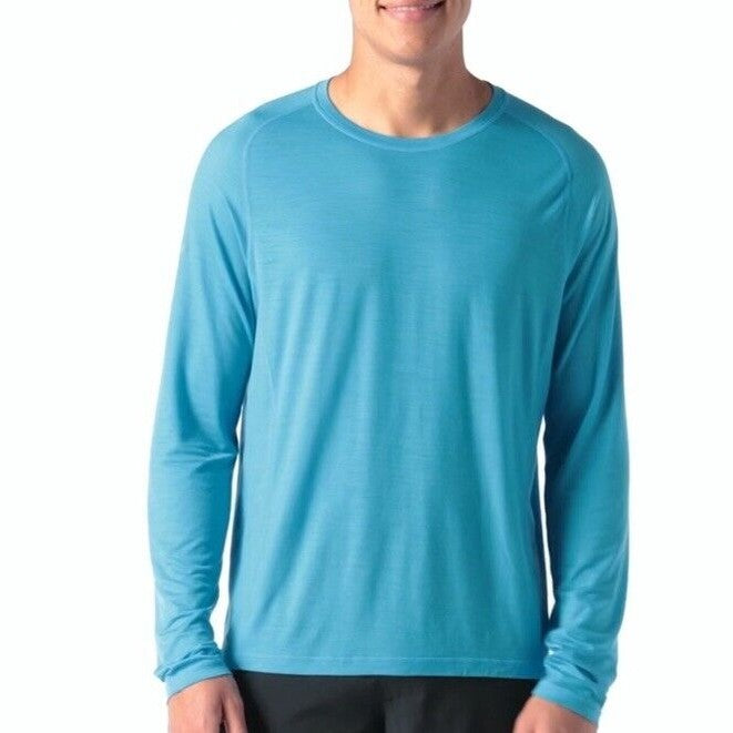 $75 Smartwool Men’s Active Ultralight Long Sleeve Shirt-Iceberg Blue-Large -New