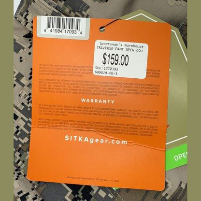 Sitka Men’s Traverse Pant  600029-OB 36R -Open Country-Size: 36R-New $159
