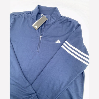 $70 adidas Men’s Adi 3 Stripes Lightweight 1/2 Zip Pullover- Navy - Medium - New
