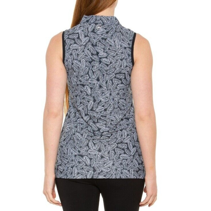 $85 PETER MILLAR Women’s Banded Sleeveless Polo-Black/White-SIZE: Medium-New Tag