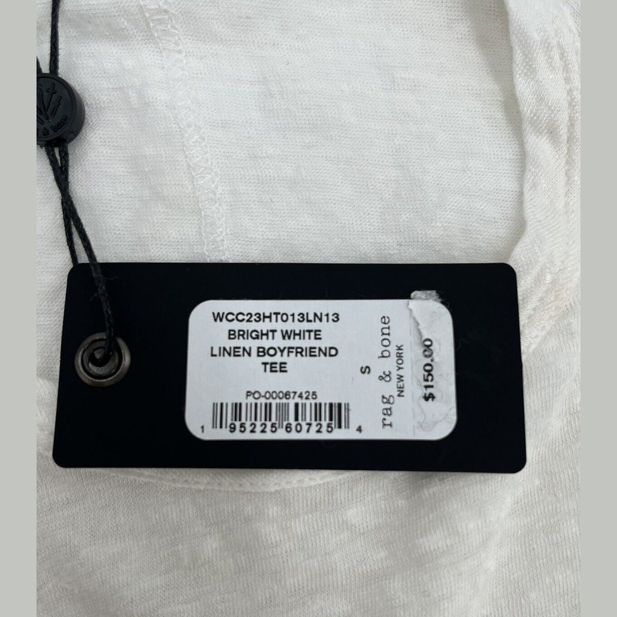 $150 Rag & Bone Women’s Linen Boyfriend Tee - White - Small- New With Tag