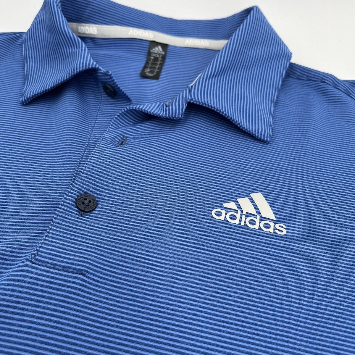 $65 Adidas Men’s Ottoman Pencil Stripe Polo Shirt ADVR0875-Crew Blue-Small-New
