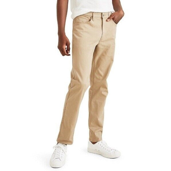 Dockers Men’s Straight Fit Jean Cut All Seasons Tech Jeans Pants-Khaki-33W 30L