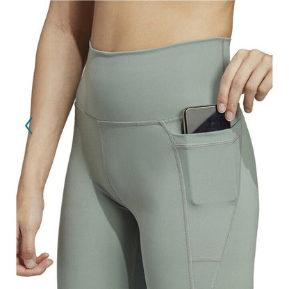Adidas Woman's Pants Optime Stash Pocket High-Waisted 7/8 Tights-Fuchsia -Small