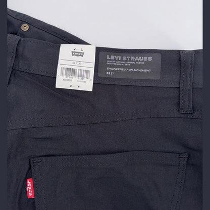 $70 Levi's Men's 511 Slim Tech Pants Stretch A92130010- Black- 34W 32L - New Tag