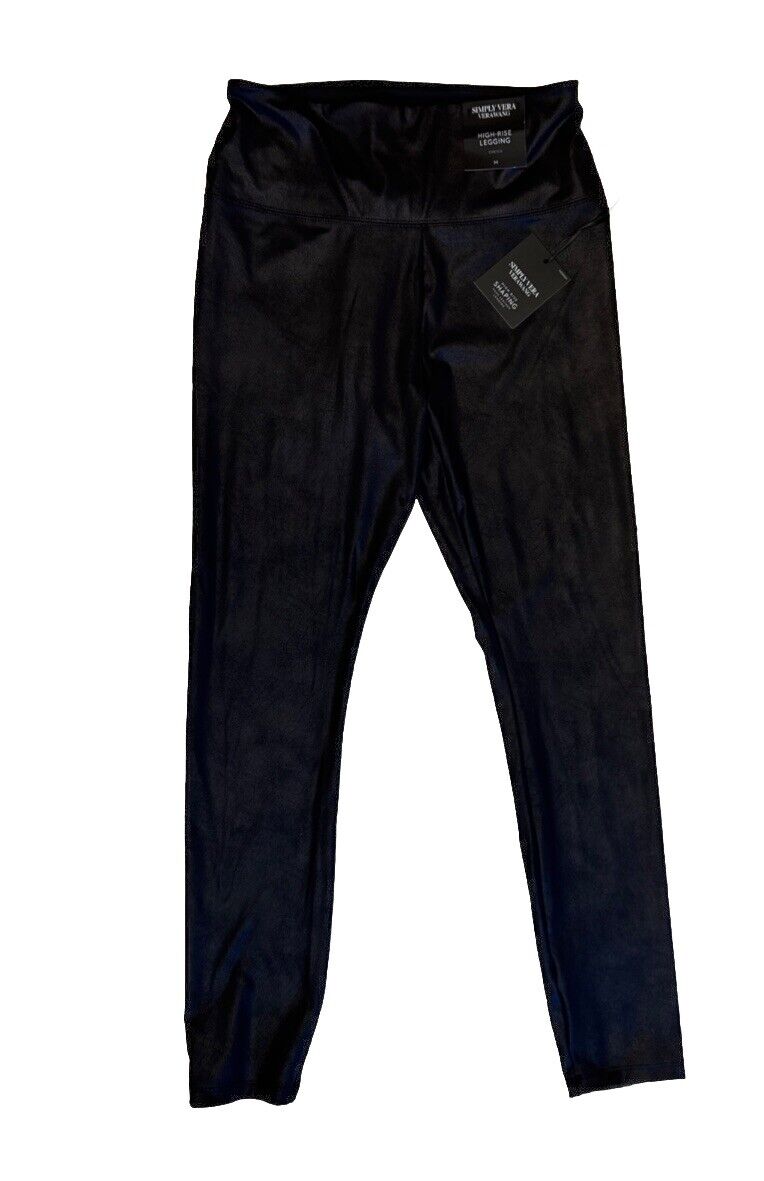 Simply Vera Women’s High Rise Stretch Faux Leather Leggings - Black- Medium