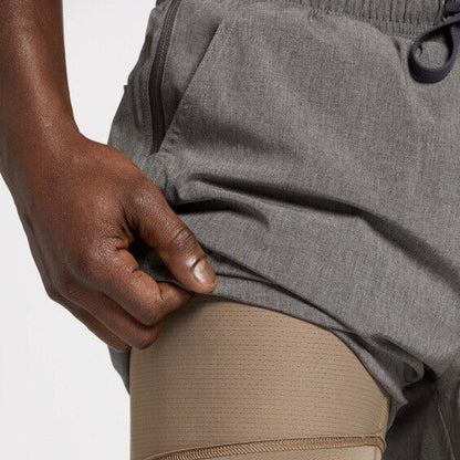 VRST Men's 7 Inch All-In Athletic Shorts-Warm Mushroom Heather-Small-New Tag $55
