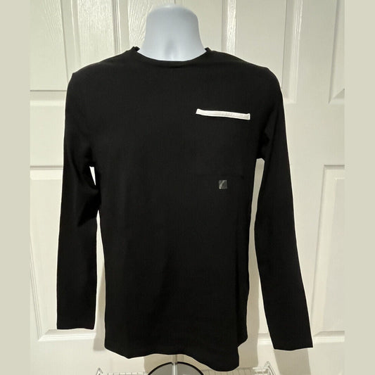 Express Men’s Long Sleeve Cotton Side Pocket T-Shirt- Black- Small- New Tag $44
