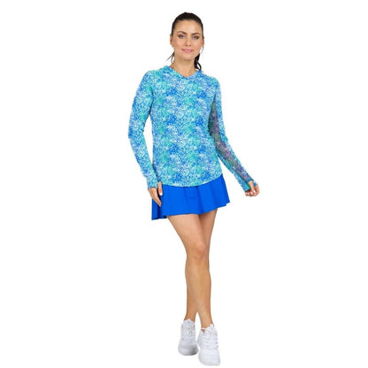 $110 IBKUL Women’s Long Sleeve Hoody -Sray Paint Blue/Green-XSmall-New