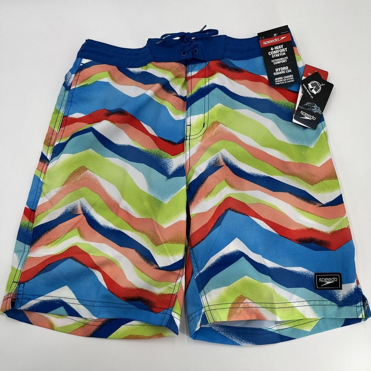 $62 Speedo Men’s Bondi 9""  Comfort Stretch Lined Boardshorts-Multi-Medium-New