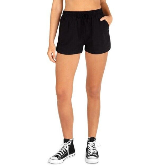 Hurley Women’s Juniors Ring Leader Woven Pull-On Shorts - Black- Small