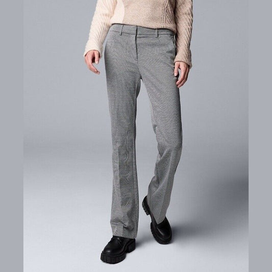 Simply Vera Wang Women’s High Rise Flare Dress Pants - Mini Check- Size: 10 NWT