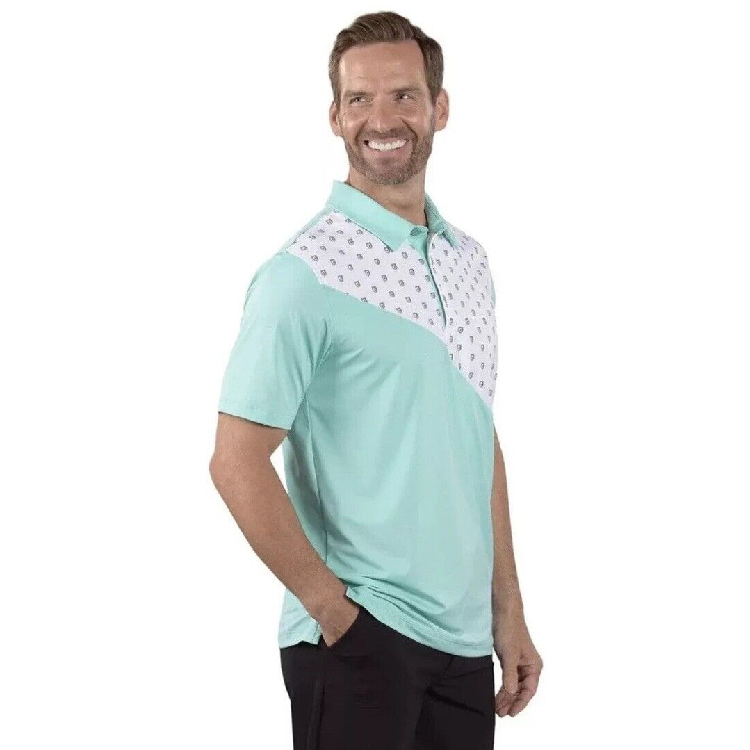 Covel Men’s Rick Oasis Crest Polo Golf Shirt - Mint Green- Large- NWT