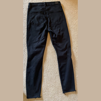 PAIGE Women’s Margot Ankle Denim Jeans  On Purpose Knee Holes-Black- 30W- New