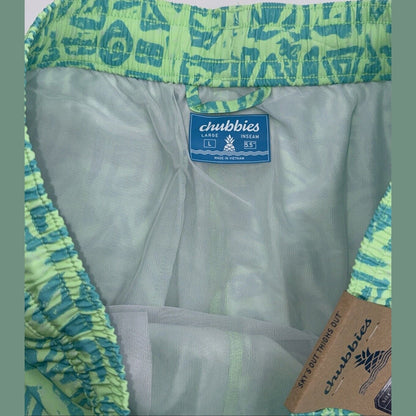 $70 Chubbies The Shakedowns 5.5" Inseam Swim Trunks-Green Blue -Large -New Tag
