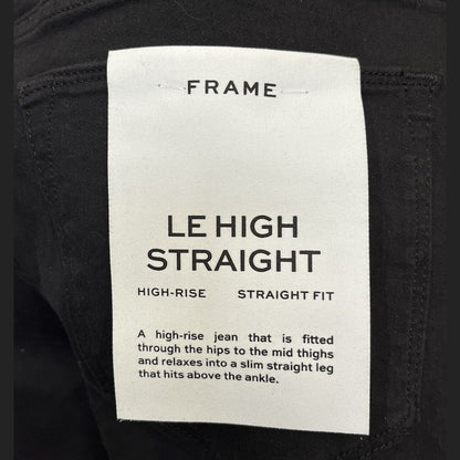Frame Women’s Denim Jeans Le High Straight Fit Staggered-Black-Size: 30-New $205