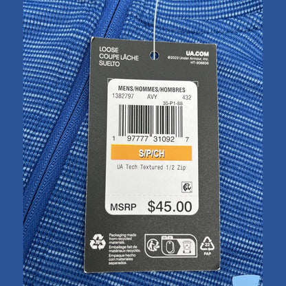 $45 Under Armour Men’s Technical Textured Half Zip Performance Shirt-Blue-Small