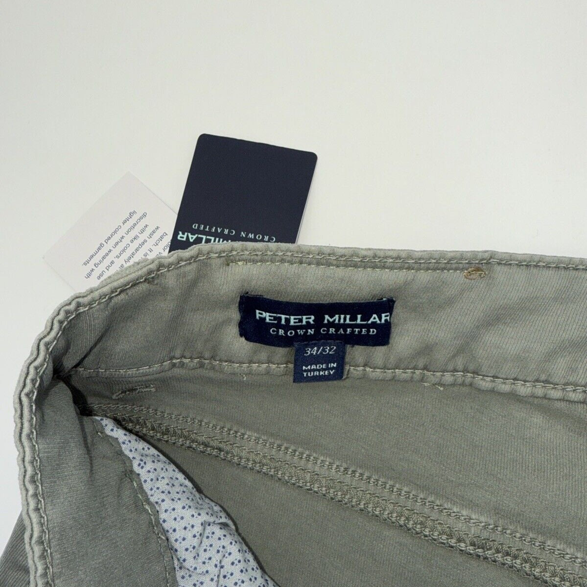 $200 Peter Millar Crown Men’s Crafted Wayfare 5 Pocket Pants-Sage- 34W x 32L-New