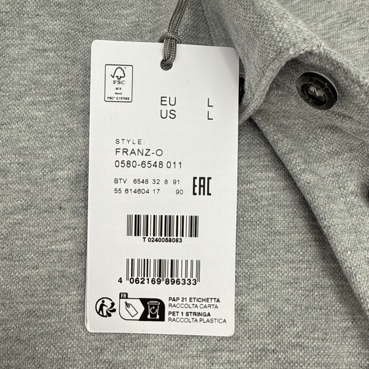 $220 Bogner Men’s Franz-O Button Up Shirt - Light Grey- Large- New Tag