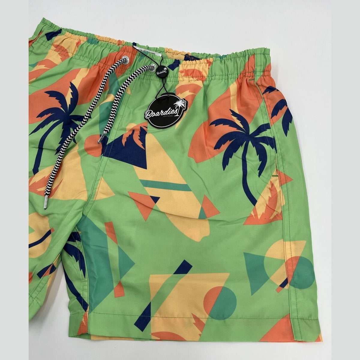 Boardies Apparel Men’s Palm Shapes Lined Swim Shorts Trunks-Green Multi-Medium