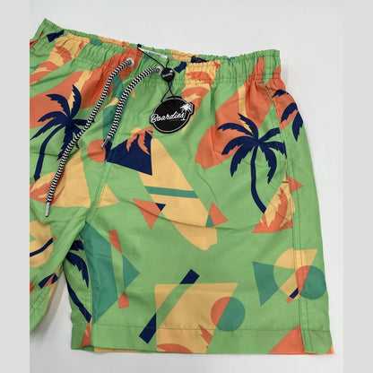 Boardies Apparel Men’s Palm Shapes Lined Swim Shorts Trunks-Green Multi-Medium