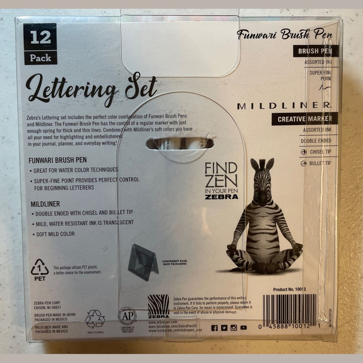 Zebra Pen Lettering Set, Assorted Colors, 12 Count NEW