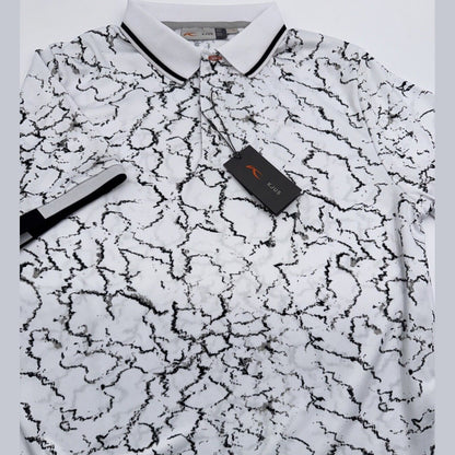 $104 KJUS Men’s Spot Printed Polo Shirt - White/ Black -Medium- New Tag