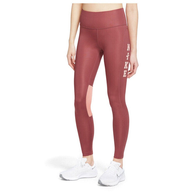 NIKE Women's FAST Mid-Rise 7/8 Length Running Tight Leggings-Rust-Size: 2XLarge