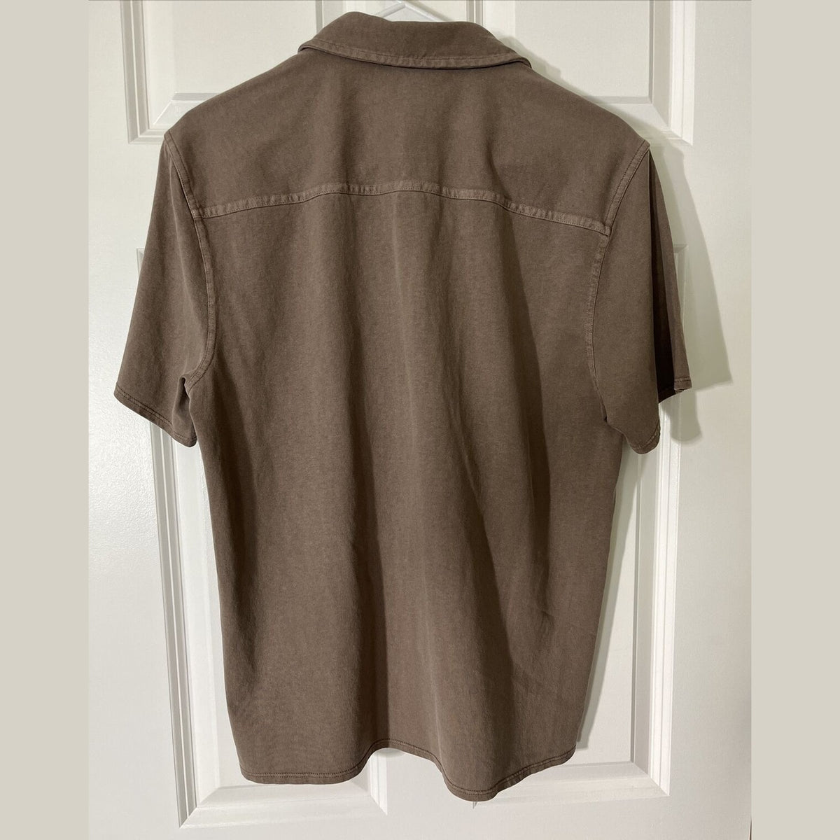 VRST Men's Garment Dye SS Short Sleeve Button Down Shirt- Mushroom-Small-New Tag