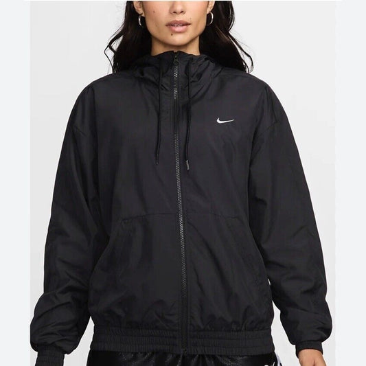 $76 Nike Women's Woven Oversized Hooded Jacket FV6298-010 -Black- Large - New