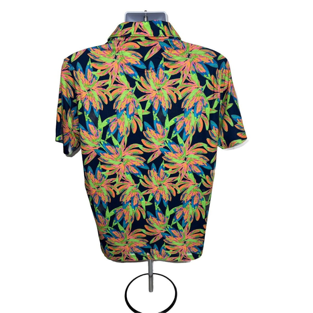 Chubbies Men's The Ocean Flower Performance Polo Shirt-Orange Multi-Small -New