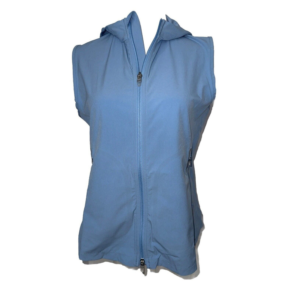 $145 Peter Millar Women’s Jameson Flex Adapt Full-Zip Hooded Vest-Blue-Medium